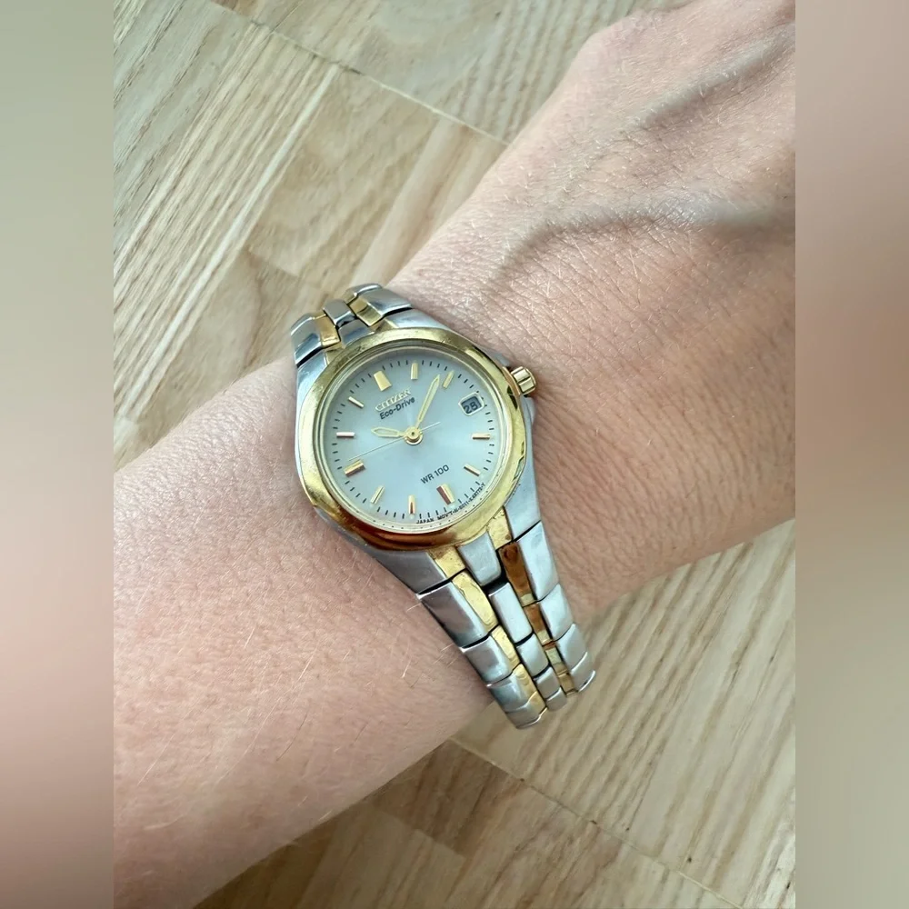 Citizen eco-drive ladies round two tone dress watch